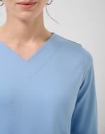 Vestido de manga larga en punto el&aacute;stico azul