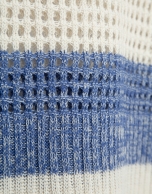 Ecru/blue striped three-quarter sleeve jumper
