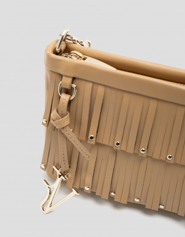 Bolso mini Chloe piel avellana con flecos