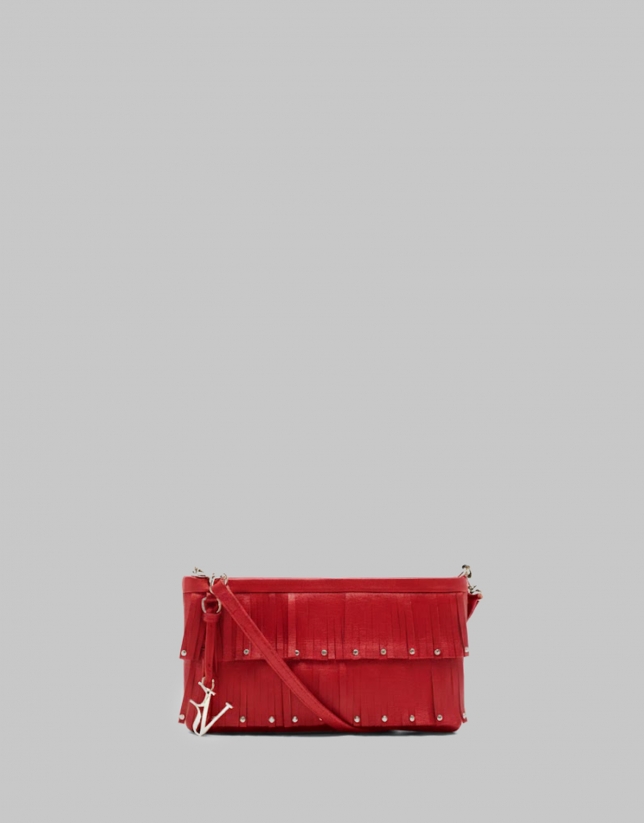 Mini Chloe bag in red leather with fringe
