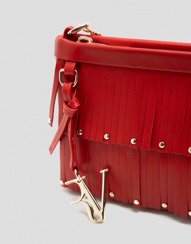 Bolso mini Chloe piel roja con flecos