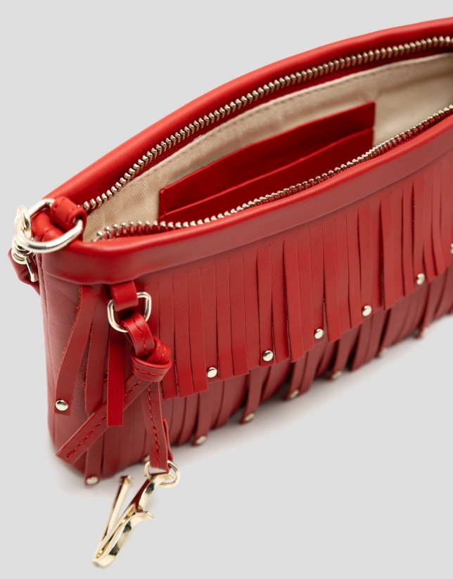 Mini Chloe bag in red leather with fringe