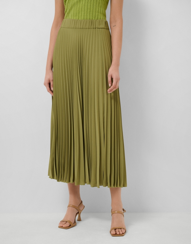 Moss green pleated skirt