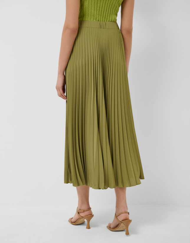 Moss green pleated skirt