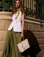 Moss green pleated skirt