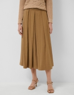 Brown flowing midi skirt
