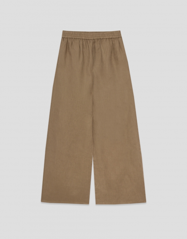 Camel linen palazzo trousers