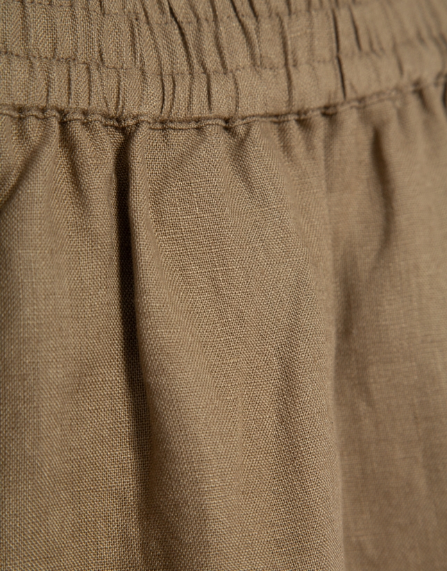 Camel linen palazzo trousers