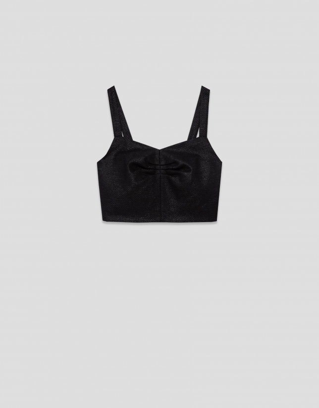 Black woven crop top
