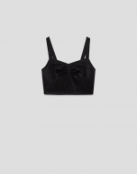 Crop top tejido trama negra