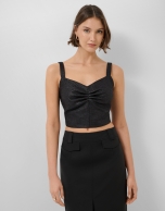 Crop top tejido trama negra
