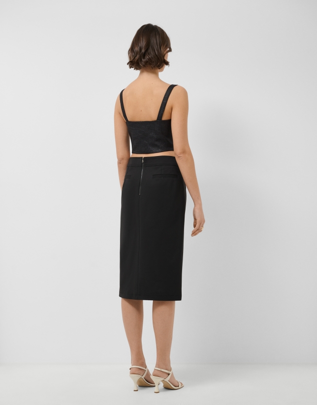 Black woven crop top