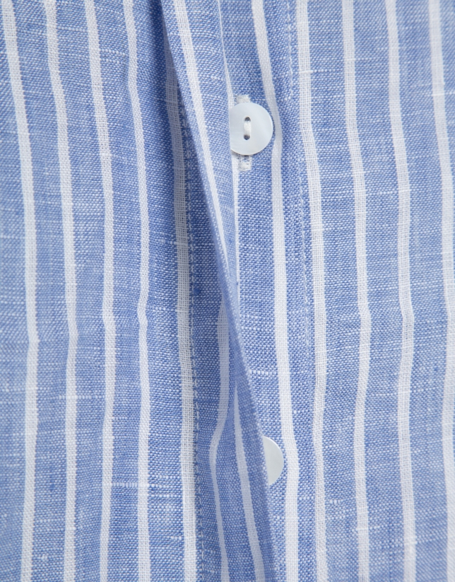 Camisa oversize lino con listas azul y blanco