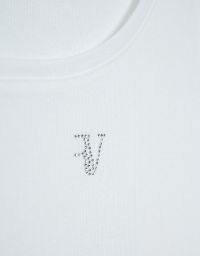 Camiseta tirantes punto canal&eacute; blanco