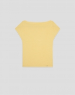 Yellow draped neckline T-shirt