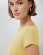 Yellow draped neckline T-shirt
