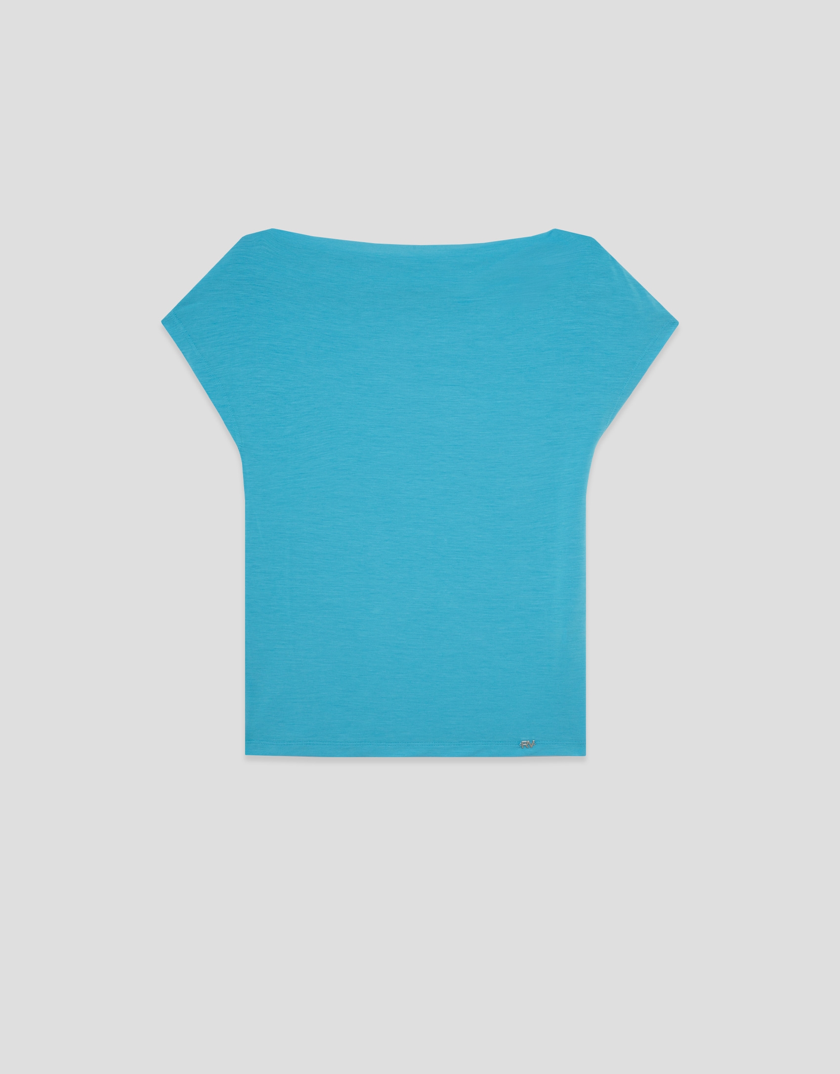 Turquoise blue draped neckline T-shirt
