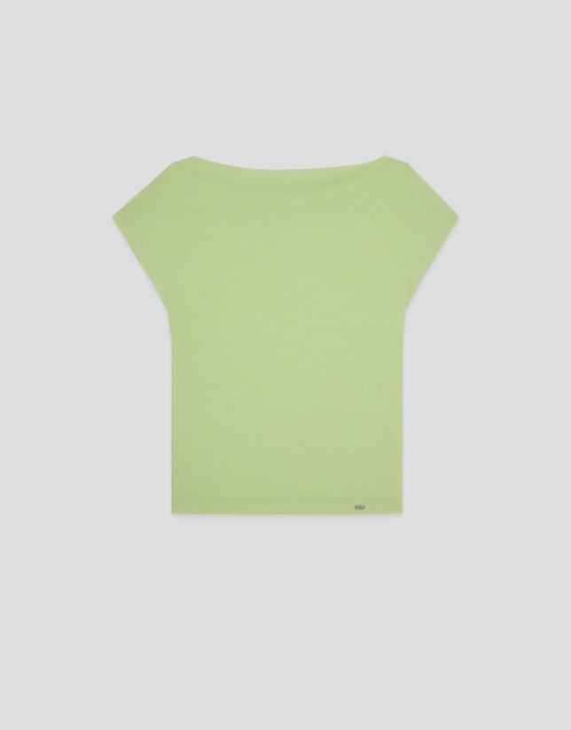 Green draped neckline T-shirt