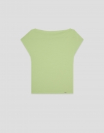 Camiseta escote drapeado verde