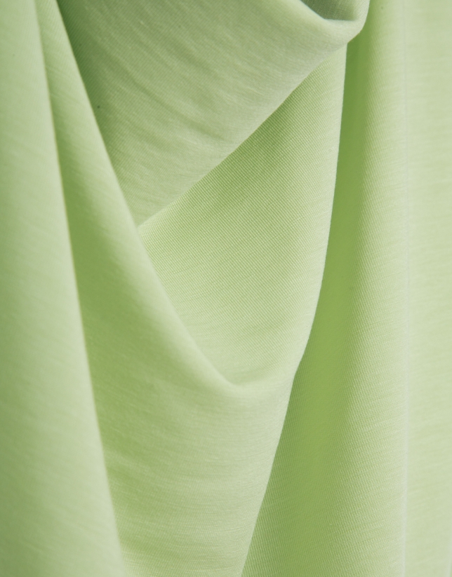 Green draped neckline T-shirt