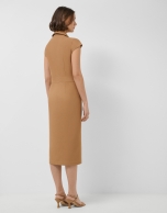 Sleeveless camel dress with V-neck
