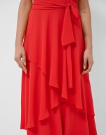 Vestido volantes gasa fluida rojo