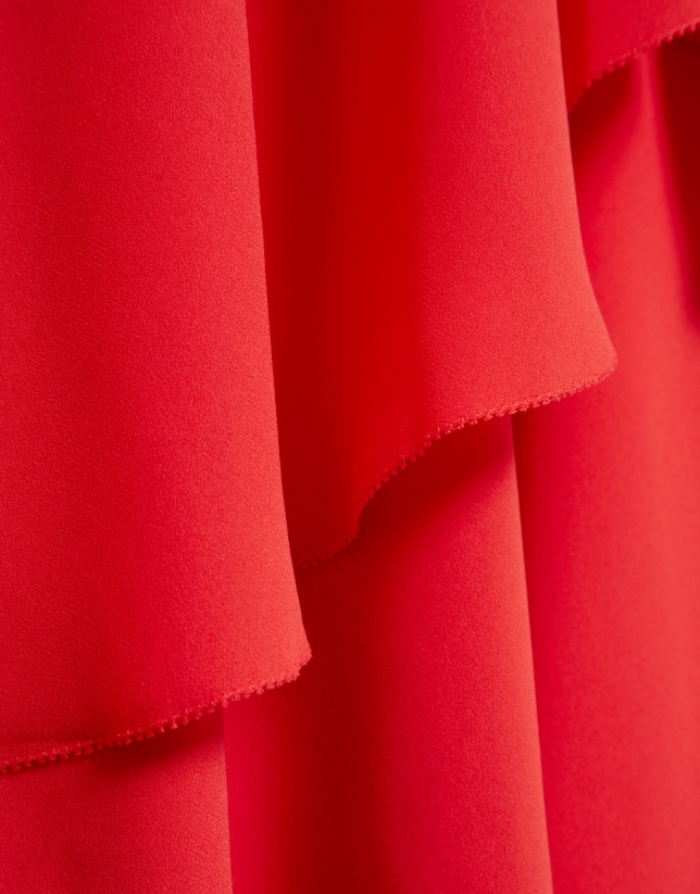 Vestido volantes gasa fluida rojo
