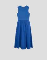 Blue knit and cotton blend dress