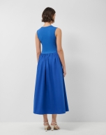 Blue knit and cotton blend dress