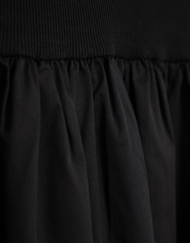 Black knit and cotton blend dress