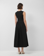 Black knit and cotton blend dress