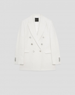 Off-white linen blend double-breasted jacket