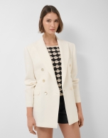 Off-white linen blend double-breasted jacket