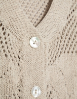 Short-sleeved jacket with floral cut-outs in ecru