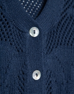 Short-sleeved jacket with navy blue floral cut-outs