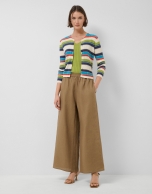 Multicoloured horizontal striped knit cardigan