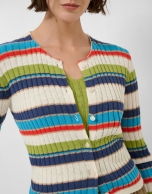 Multicoloured horizontal striped knit cardigan