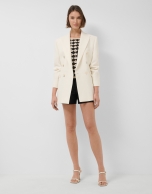 Top corto punto mosaico beige y negro