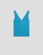 Blue ribbed armhole top