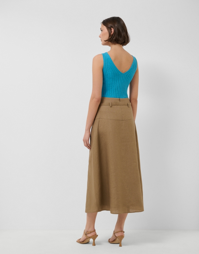 Top sisas acanalado azul