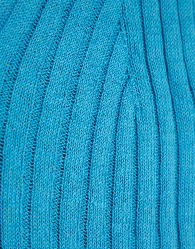 Blue ribbed armhole top
