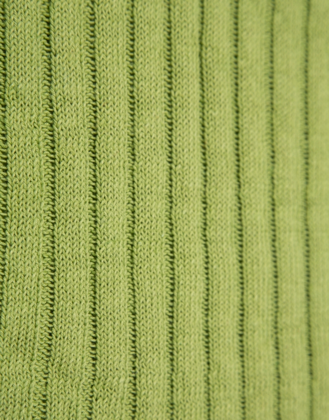 Green ribbed armhole top