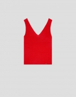 Red ribbed armhole top