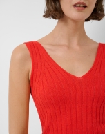 Red ribbed armhole top