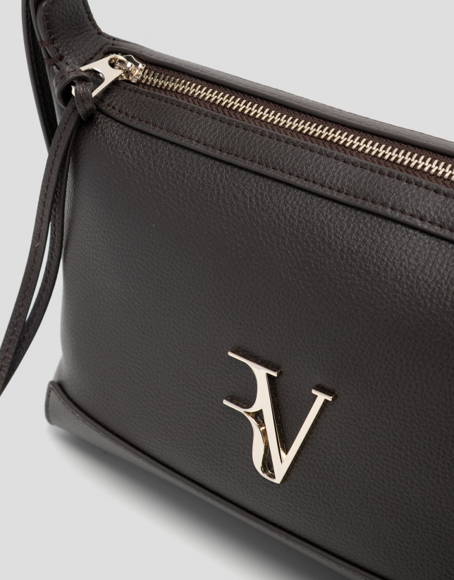 Lila shoulder bag in dark brown leather