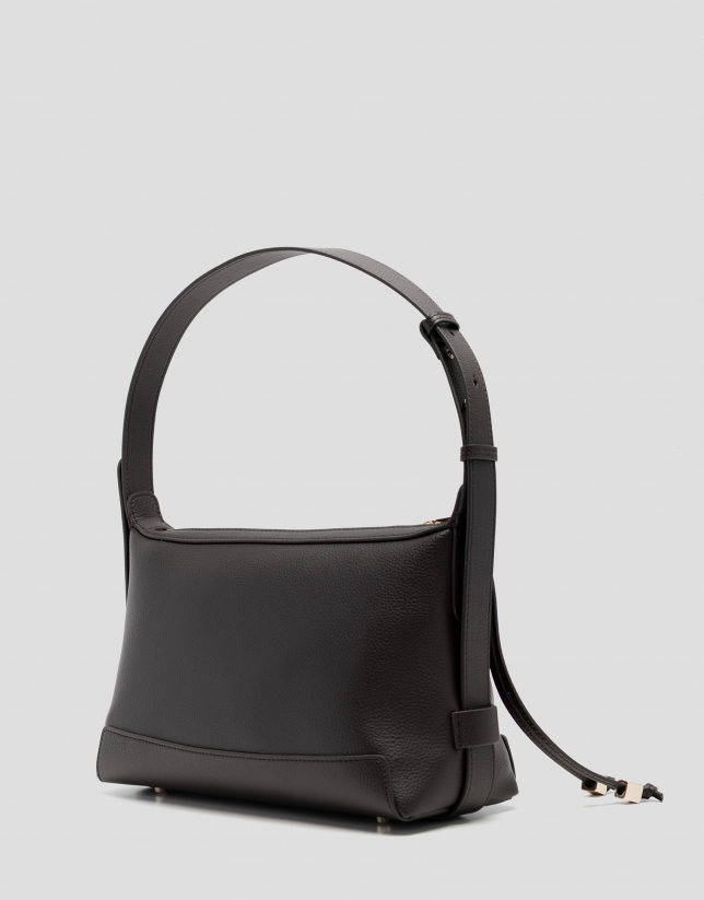 Lila shoulder bag in dark brown leather