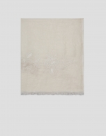 Raw linen/cotton scarf with floral print