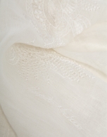 Raw linen/cotton scarf with floral print