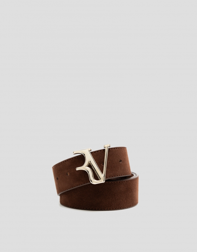 Brown split leather belt