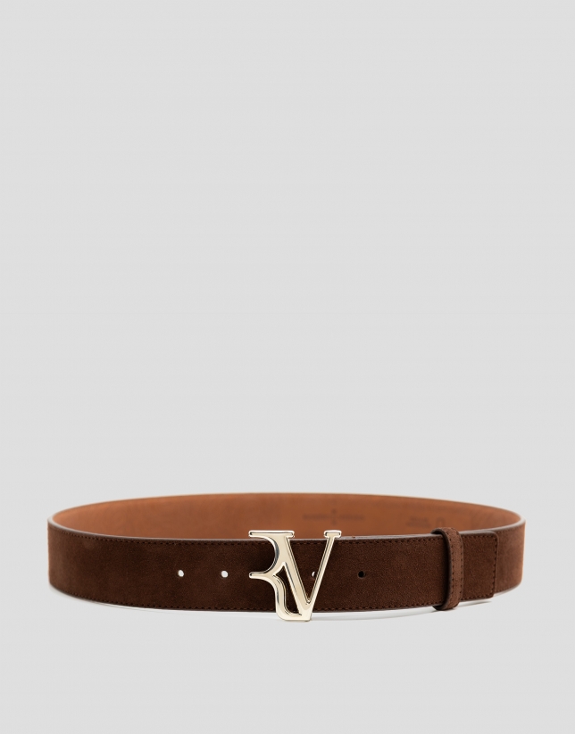 Brown split leather belt